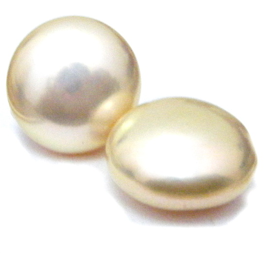 Gold Peach 14.4 mm Undrilled Coin Pearl Pair